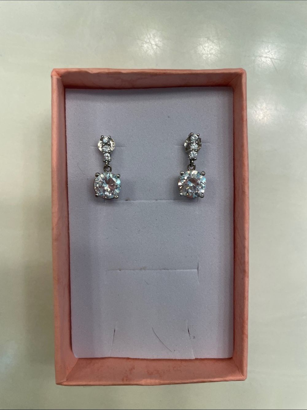 Silver-Tone Crystal Drop Earrings - Sparkling Clear Cubic Zirconia